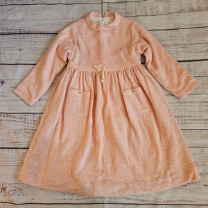 Marie Chantal Girls Heathered Pink Wool Blend Collared Long Sleeve Dress 8